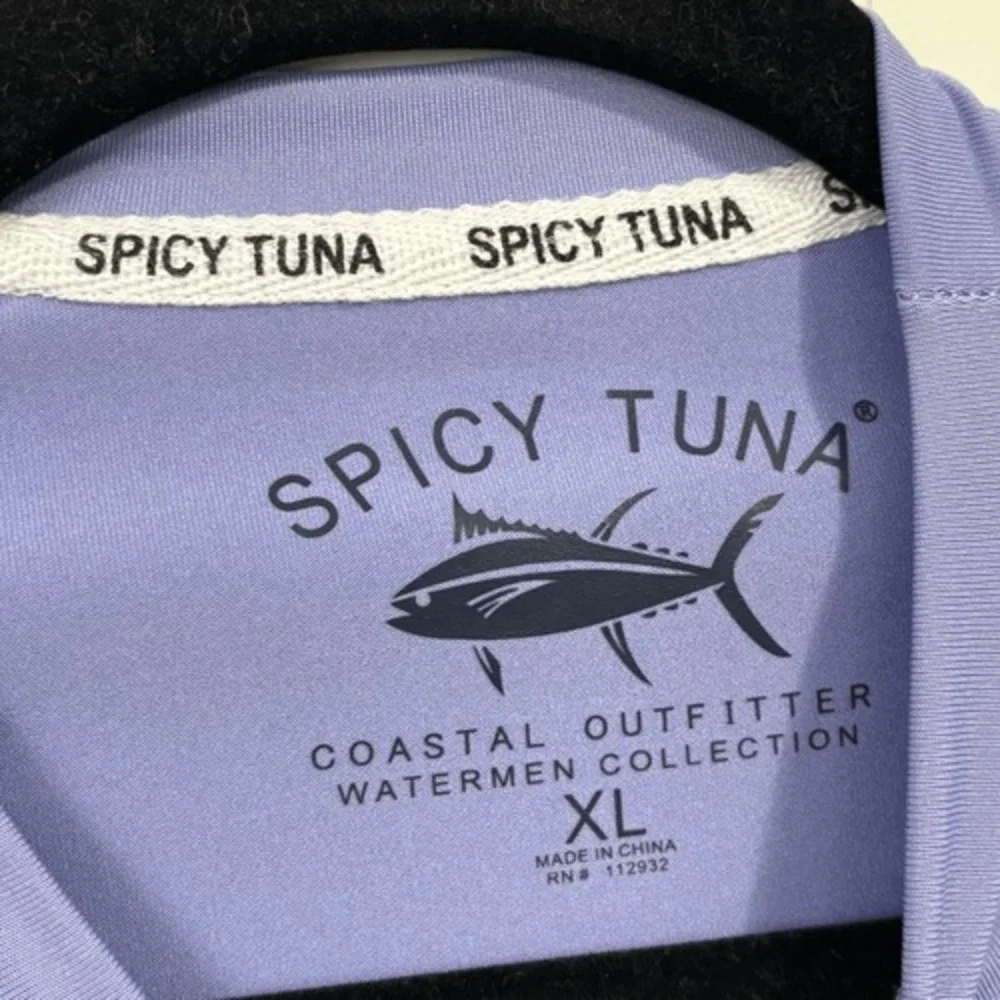 Spicy‎ Tuna Kids XL Rash Guard Long Sleeve Destin Florida Hibiscus Blue RG7061